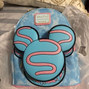 Loungefly Disney Parks Mickey Ears Macaron Mini Backpack Blue Pink Tie Dye